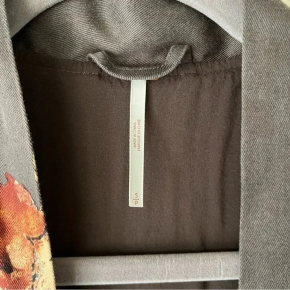 FREE People Slim Kimono in Brown Floral S Longline Open Front Boho Bohemian - Picture 7 of 8